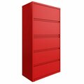 Hirsh Industries Hirsh 24258 HL10000 Series Lava Red Five-Drawer Lateral File Cabinet-Roll-Out Storage Shelf 42024258